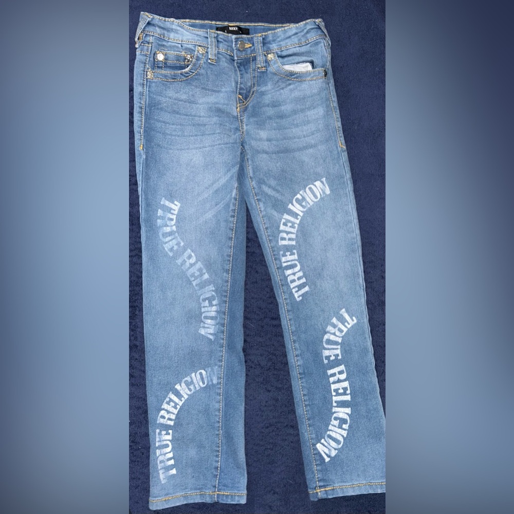 True Religion Kids Blue Jeans with White Logo
